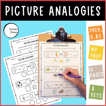 Preview of Picture Analogies for Beginners - Worksheets for PreK Kindergarten and 1st grade