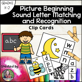 Preview of Picture Beginning Sound Letter Matching and Recognition Clip Cards