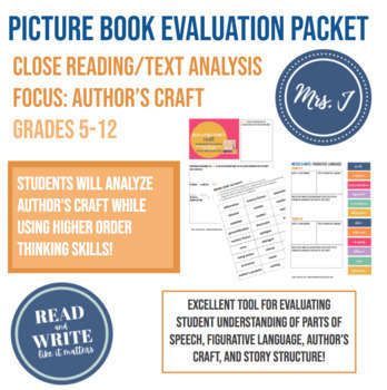Preview of Picture Book Close Reading & Text Analysis Worksheets