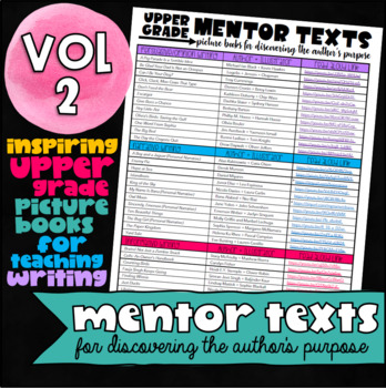 Preview of Picture Book Mentor Text List for Upper Grade - VOL. 2 (Author's Purpose)