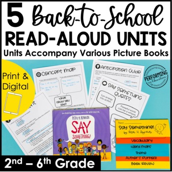Preview of Picture Book Read Aloud Units | Back-to-School Reading Lessons | 2nd-6th Grade