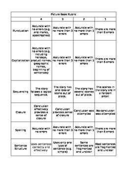 Preview of Picture Book Rubric