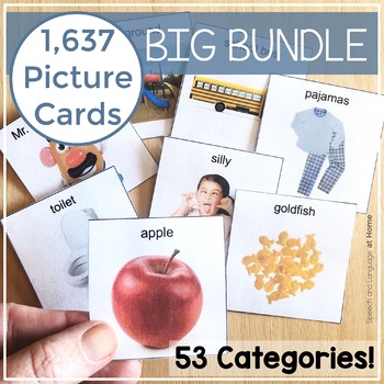 Preview of Communication Picture Cards with Real Photos of Noun & Verb Visuals - Editable