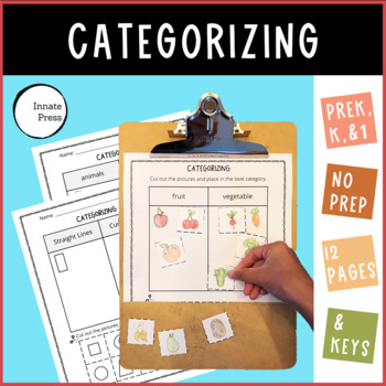 Preview of Picture Categorizing for Beginners - Worksheets for PreK Kindergarten and 1st