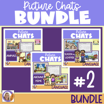 Preview of Picture Chat- Bundle #2! Vocabulary, Wh questions & discussion