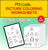 Picture Coloring Fun Worksheets, Preschool Toddler Workboo