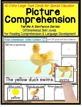 Preview of Picture Comprehension LARGE TASK CARDS Sentence Building and Language for Autism