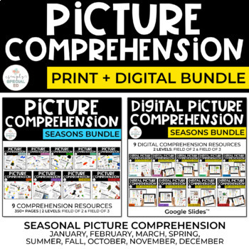 Preview of Picture Comprehension for Special Education | PRINT + DIGITAL BUNDLE - SEASONS