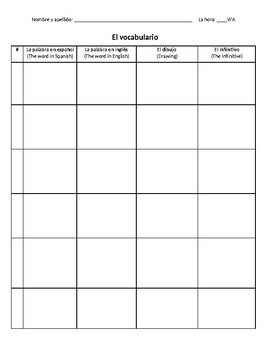 Preview of Picture Dictionary Graphic Organizer (El diccionario de pictura organizador)