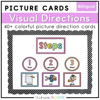 Preview of Visual Picture Direction Cards | English & Spanish