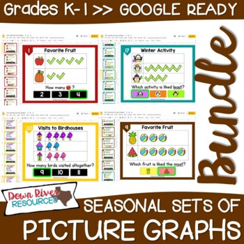 Preview of Picture Graphs for Google Classroom | Kindergarten Graphing Seasonal BUNDLE