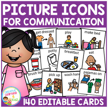 Preview of Visual Communication Picture Icons Schedule Cards 140 (Editable) PCS