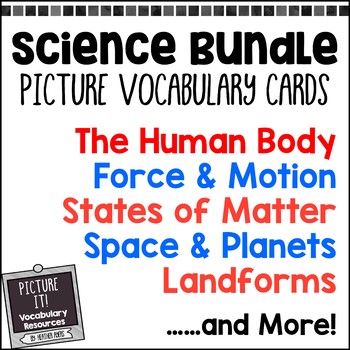 Preview of Picture It! Science Vocabulary Cards for EC Classrooms {Growing Bundle}