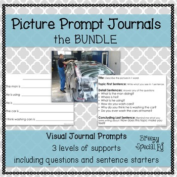 Preview of Picture Journal Prompts BUNDLE {Leveled Writing Supports} for special education