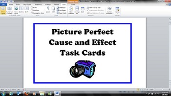 Preview of Picture Perfect Cause and Effect Task Cards - Common Core RI.3.8