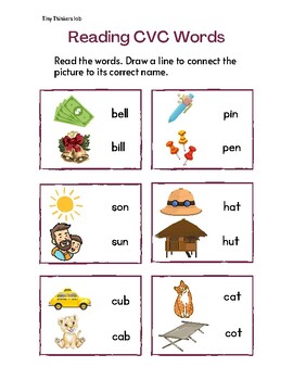 Picture Perfect Phonics: Tiny Thinkers Lab CVC Match Worksheets | TPT