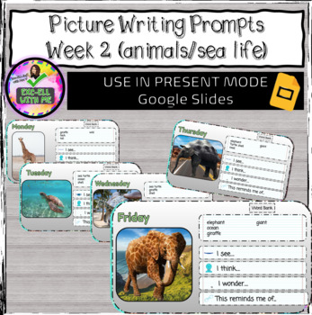 Preview of Picture Prompt Writing Mammals/Sea Life/Reptiles (Week-Long) 