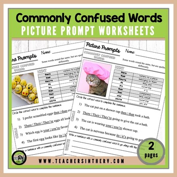 Preview of Picture Prompts | Worksheets | Commonly Confused Words