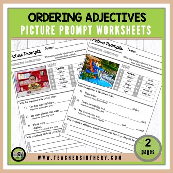 Preview of Picture Prompts | Worksheets | Ordering Adjectives