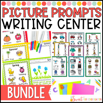 Preview of Picture Prompts Writing Center Activity Bundle | Themes Holidays & Seasons