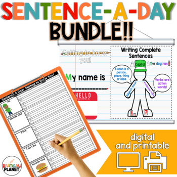 Preview of Sentence a Day - Sentence Writing Mini-Lessons + Worksheets - Sentence Building