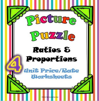 Preview of Picture Puzzle 4 Unit Price/Rate Worksheets...Puzzles + Art + Numbers = AWESOME!