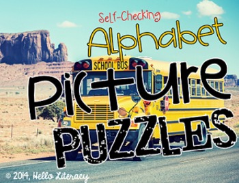 Preview of Alphabet Picture Puzzles:Word Work Center - 26 Self-Checking Puzzles