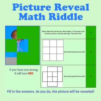 Preview of Picture Reveal Math Riddles