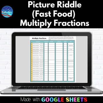 Preview of Picture Riddles: Multiplying Fractions | Fast Food | Google™Sheets