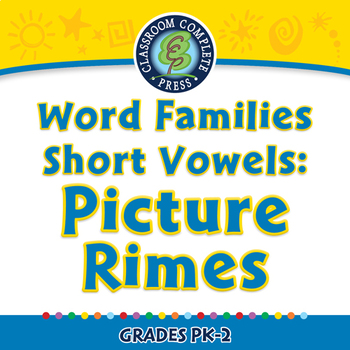 Preview of Word Families Short Vowels: Picture Rimes - NOTEBOOK Gr. PK-2