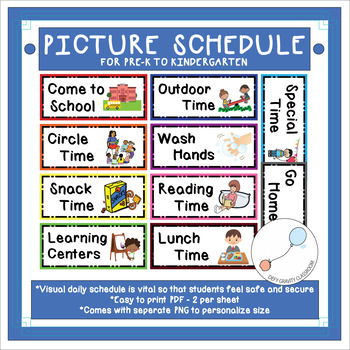 Picture Schedule - Pre-K & Kindergarten - Visual by Defy Gravity Classroom