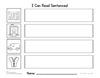 Picture-Sentence Match: CVC Words & Sight Words (bonus Writing Practice ...