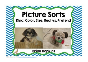 Preview of Picture Sorts by Kind, Color, Size, and Real Vs Pretend