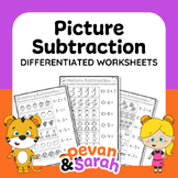 Picture Subtraction | Early Primary Maths Worksheet by Pev