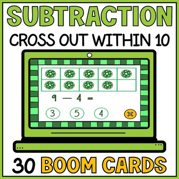 Preview of St Patricks Day Subtraction by Crossing Out Boom Cards | Kindergarten