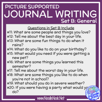 Picture Supported Writing Prompts- GENERAL Topics for SpEd or Autism Units