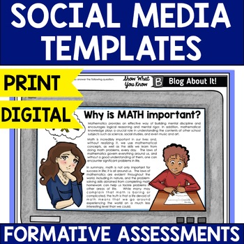 Preview of Social Media Templates Formative Assessments - Instagram - Twitter - Snapchat