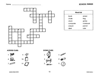 EFL Wales Vocabulary Crossword Puzzle