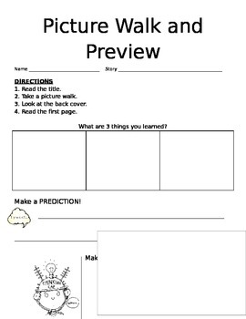 Preview of Picture Walk Preview Graphic Organizer