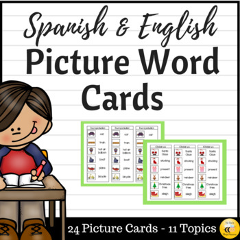 Preview of Picture Word Cards (Spanish & English)