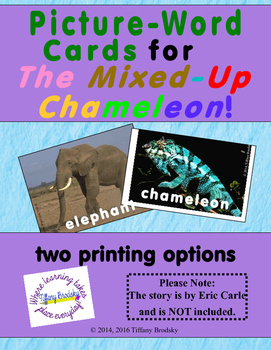Preview of Picture-Word Cards for The Mixed-Up Chameleon; Great for ESOL & Primary