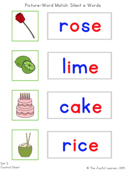 Picture-Word Match: Silent "e" (CVCe) by The Joyful Learner | TpT