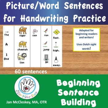 Preview of Handwriting: Picture Word Sentences for Special Needs Writing Practice