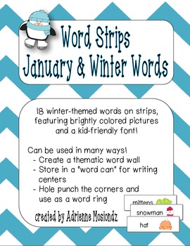 Preview of Picture Word Strips {January & Winter Words}