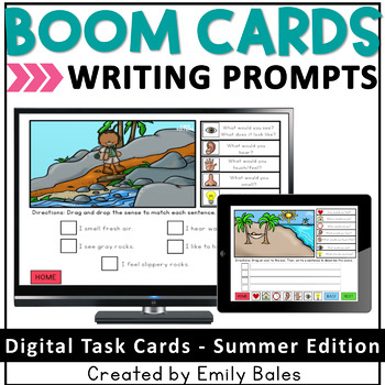Preview of Picture Writing Prompts BOOM CARDS™  for Summer