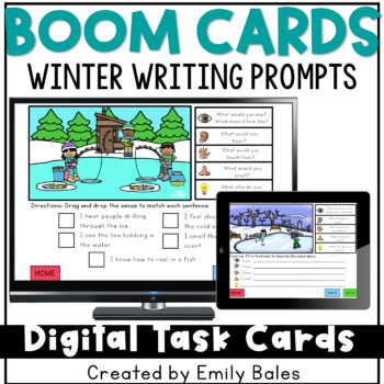 Preview of Picture Writing Prompts BOOM Cards for Winter