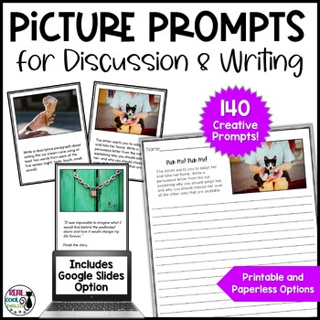 Preview of Creative Writing Prompts with Pictures - Journal Writing or Discussion Topics
