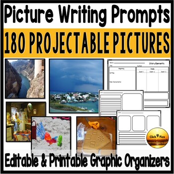 Preview of Picture Writing Prompts and Editable Graphic Organizers Bundle