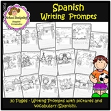 Picture Writing Prompts with Vocabulary - Spanish (School 