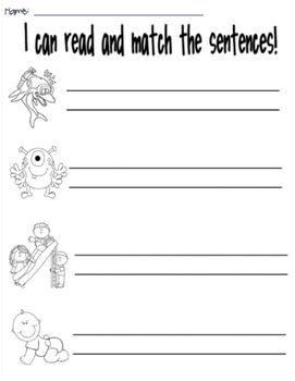 Picture and Sentence Match- set 1 by Ashley Ann Activities | TPT